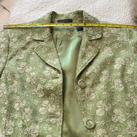 Liz Claiborne size 16 lime green embossed white flowers leaf’s Vtg coat jacket - Picture 7 of 14